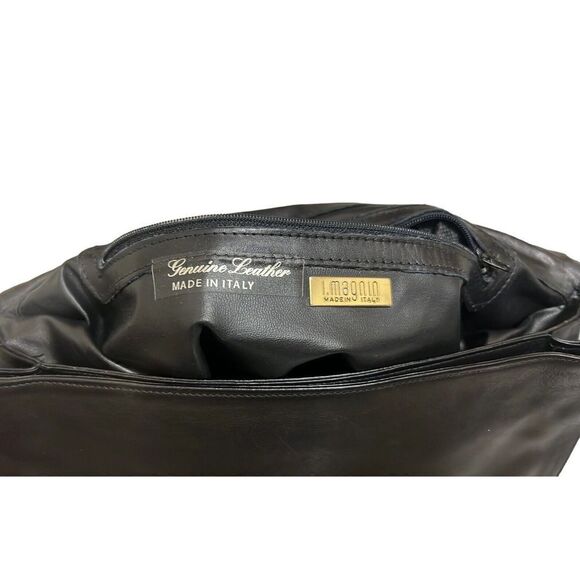 I. Magnum Vintage Leather Bag Suede Patch Work Italy Black Gold Silver Bronze - Picture 2 of 8